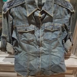 Denim Button down fitted Shirt (Women's)